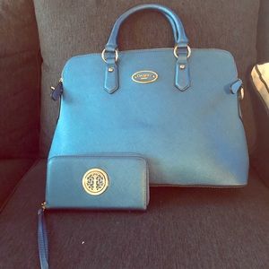 Blue Satchel and Wallet